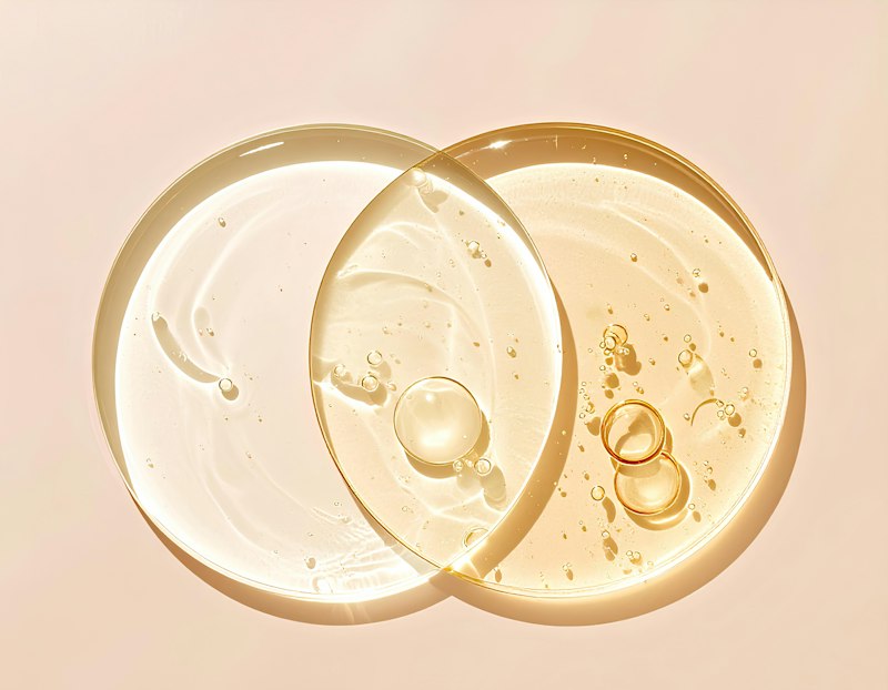 Texturas de gel e de creme lado a lado